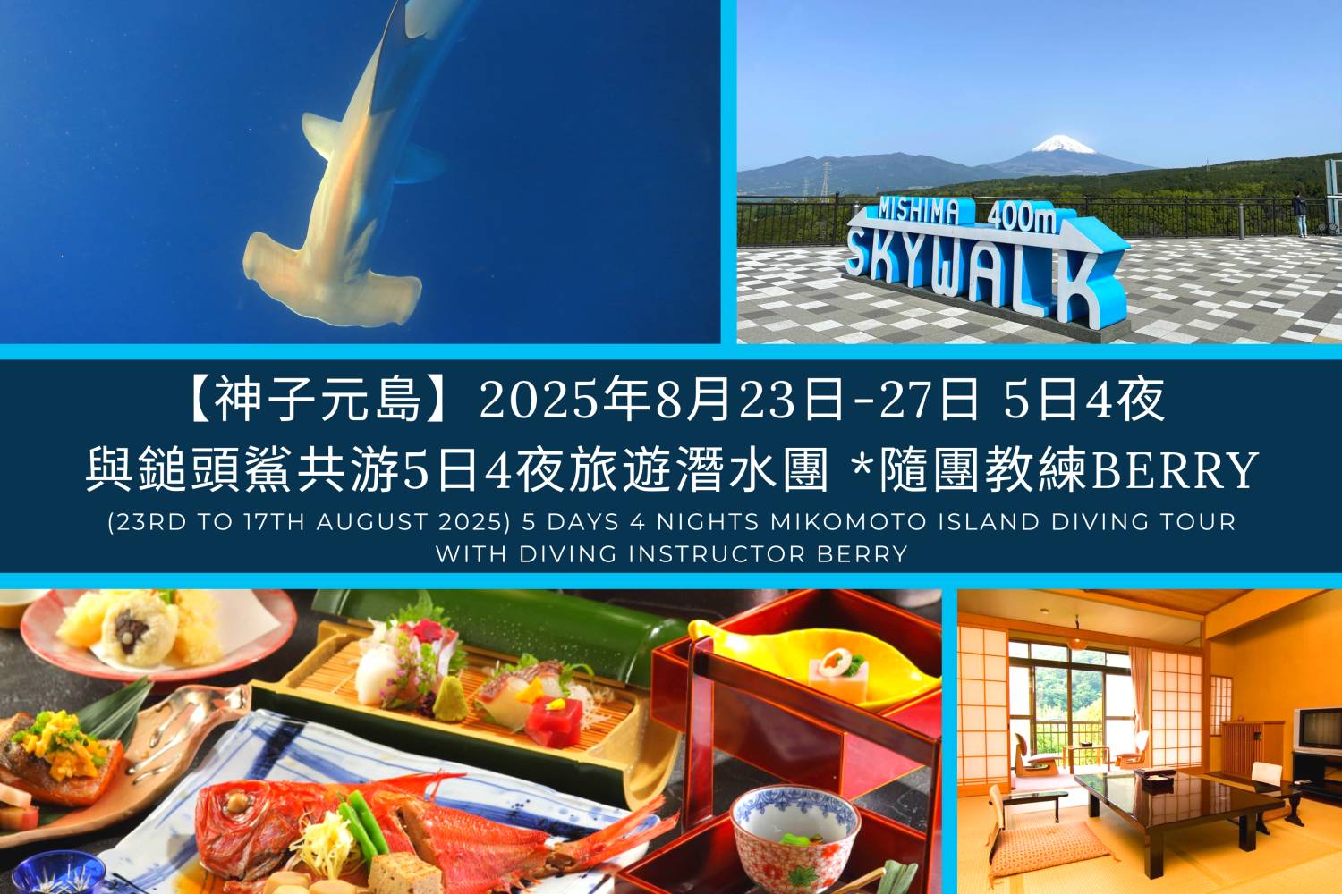 【Mikomoto Island】Diving with Hammerhead Sharks 5 Days 4 Nights Diving Tourwith diving instructor Berry (23rd to 28th May 2025)