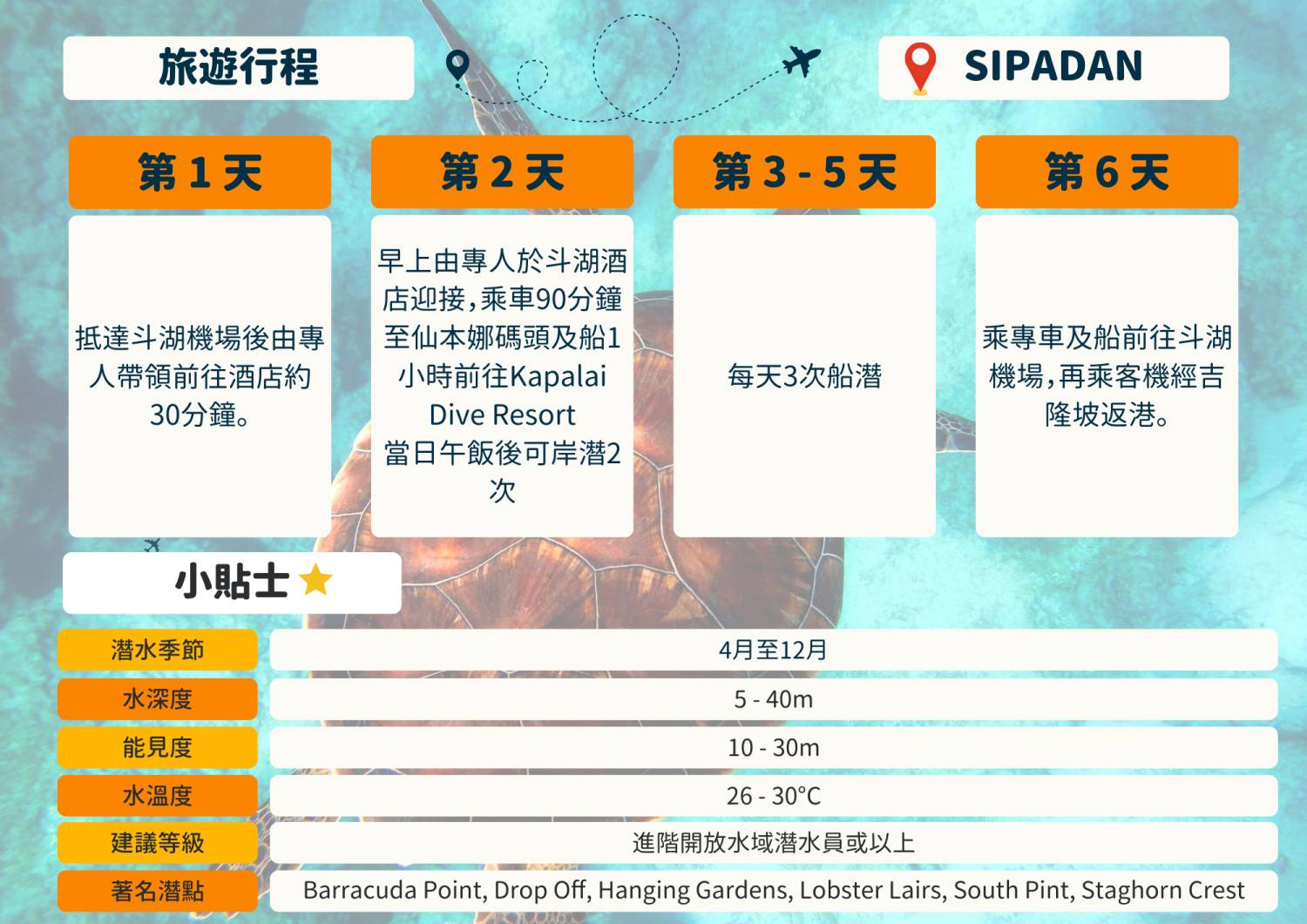 最後1位 限男性-【馬來西亞】2024年6月29至7月4日－6日5夜 Sipadan Kapalai Resort 詩巴丹潛水團
