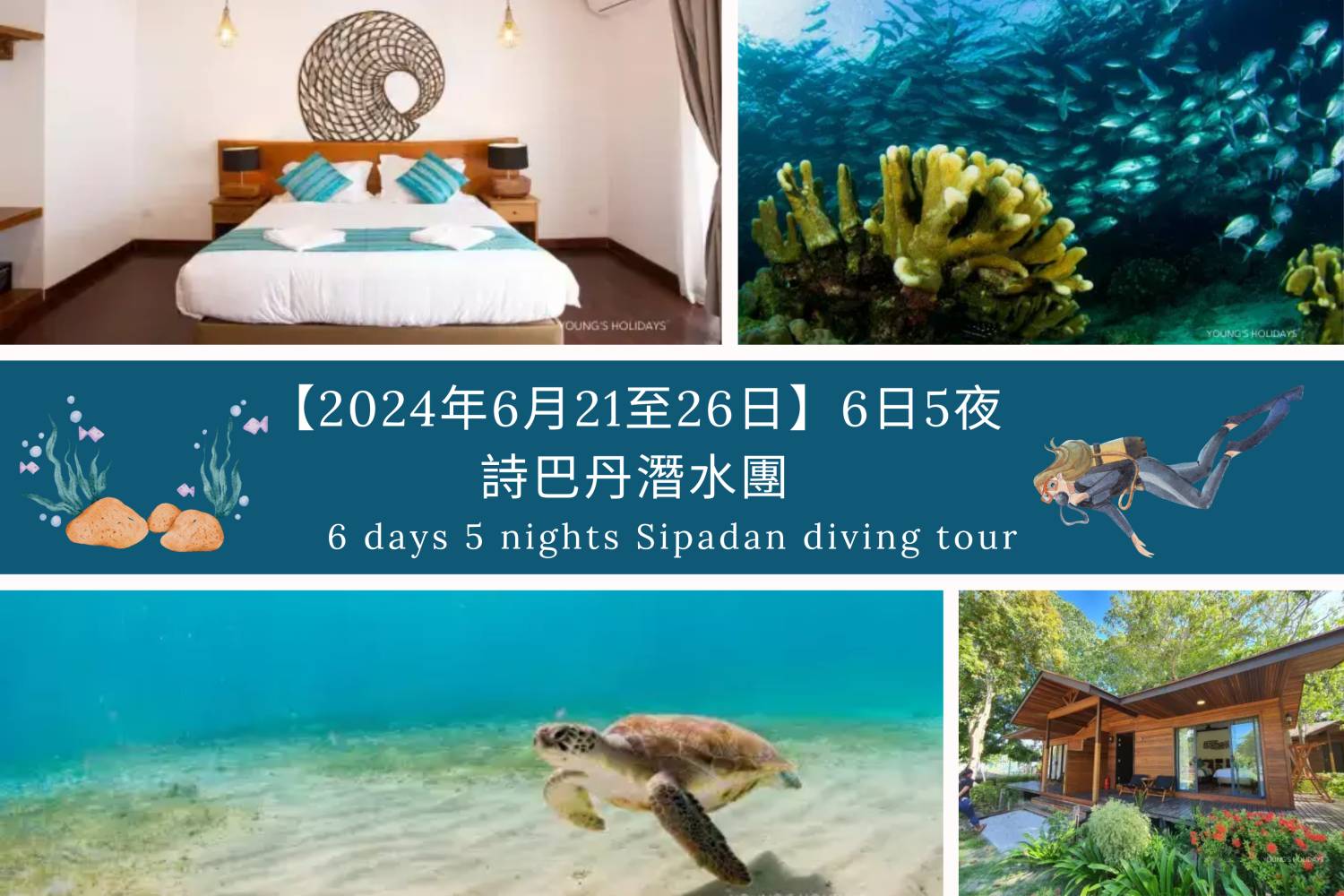 *最後一位，限女性【馬來西亞】2024年6月21至26日 －6日5夜 Sipadan 詩巴丹潛水團