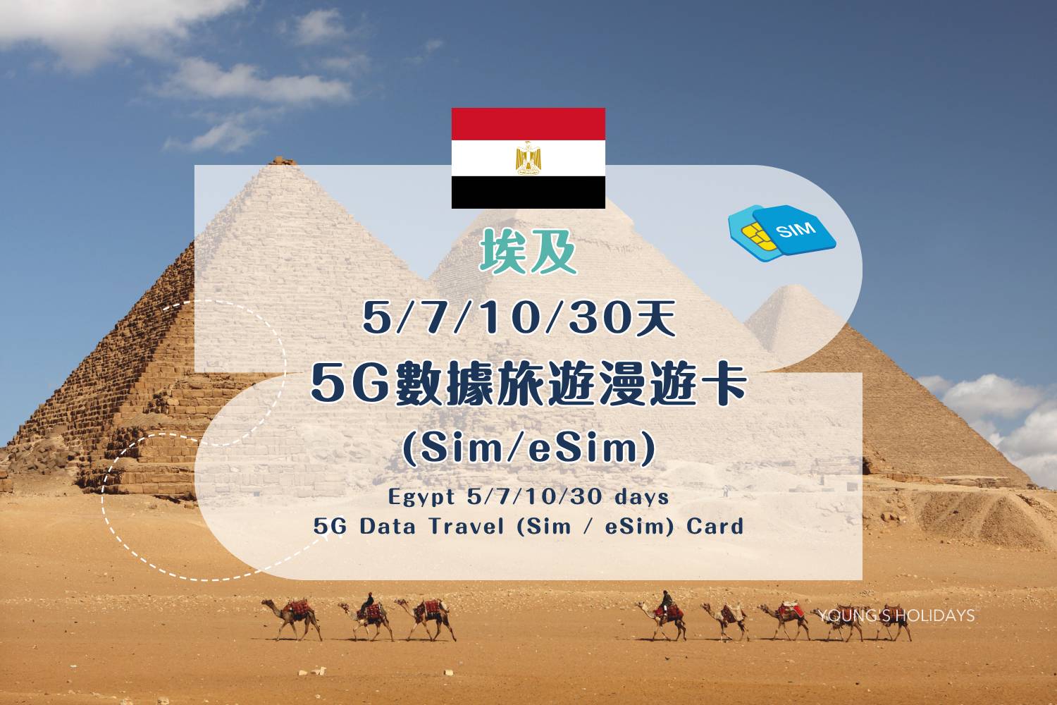 【各地Sim / eSim電話卡】 埃及 5/7/10/30天 5G數據旅遊漫遊卡 (包香港本地平郵）