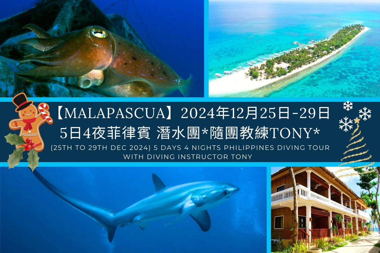 【Malapascua】5 Days 4 Nights Tour with Diving Instructor Tony (25th to 29th DEC 2024)