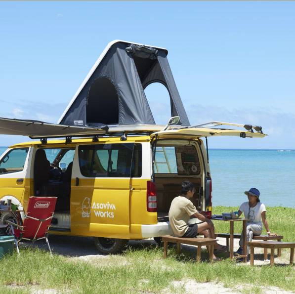 【Okinawa】Japan Rental 6 People Compact Caravan RV Road Trip Experience (AW-Yellow Hi-Ace)