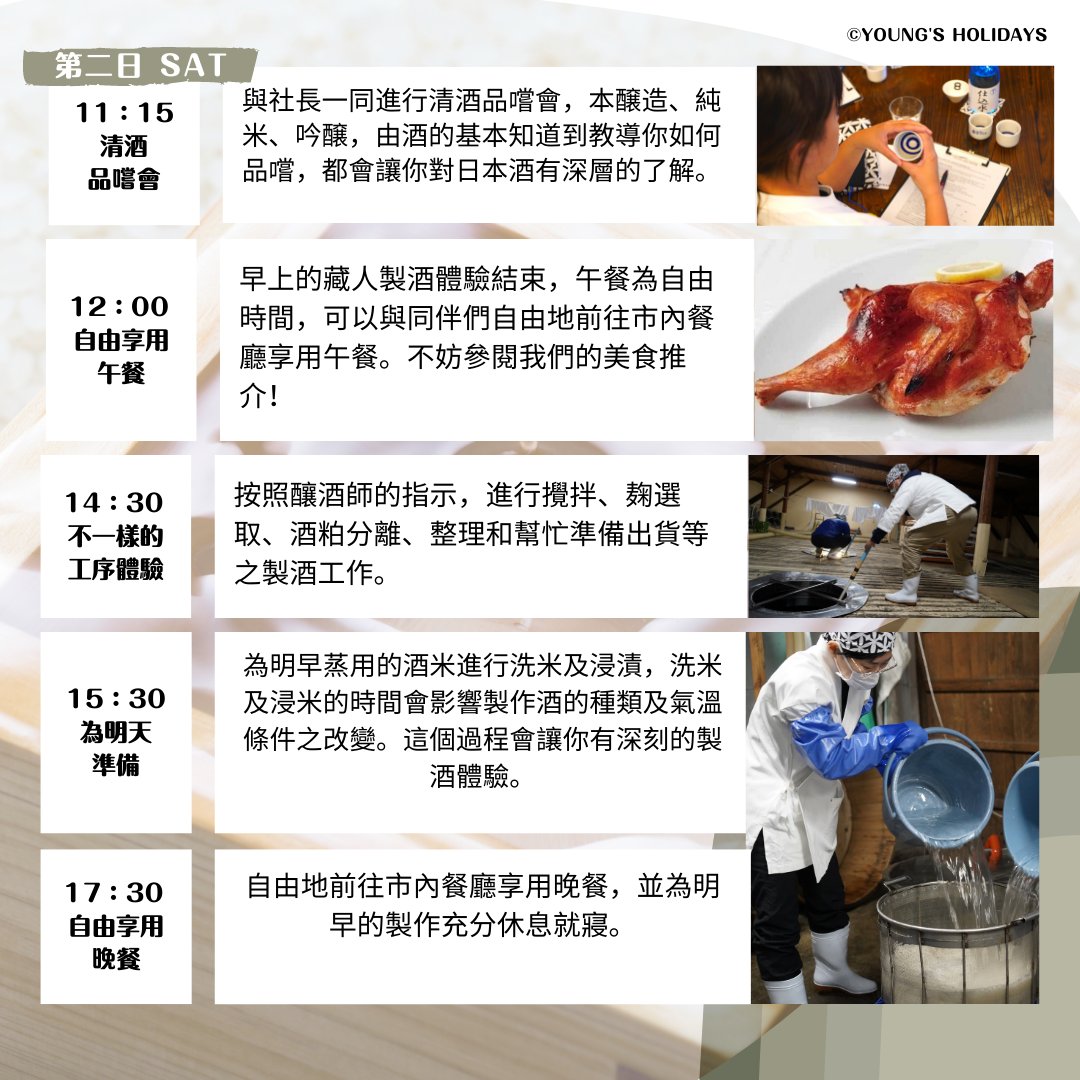 【釀造一瓶屬於自己的清酒】清酒釀製「藏人體驗」4日3夜體驗套票